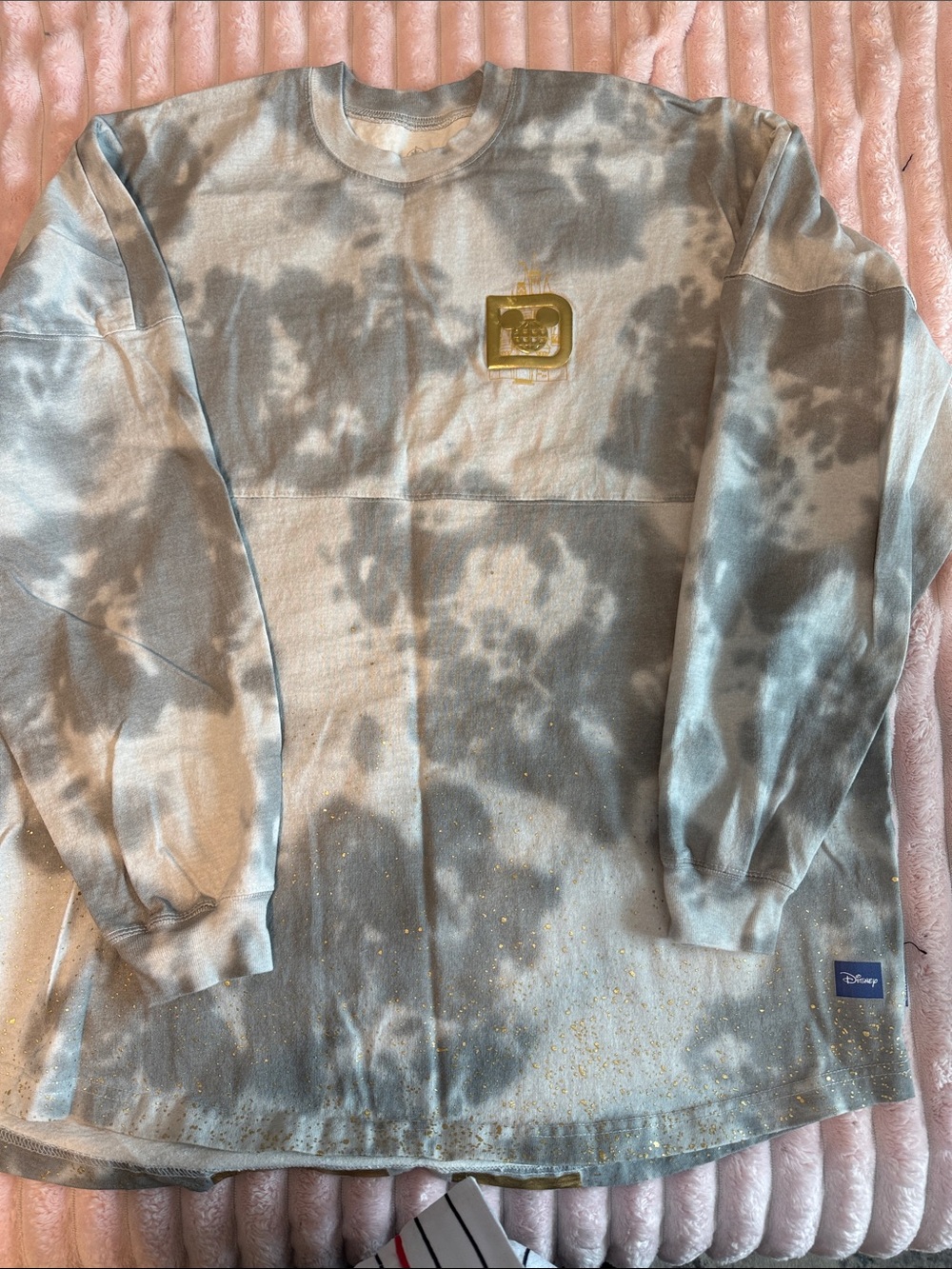 Disney Tie-Dye Spirit Jersey  in Light Gray with Gold Accent